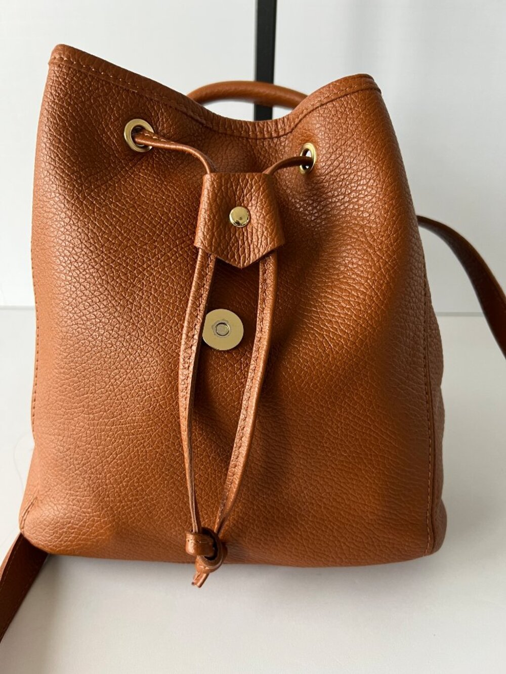 Italian Backpack Style or Crossbody Bag, Brown Leather with Top Handle - Picture 8 of 16